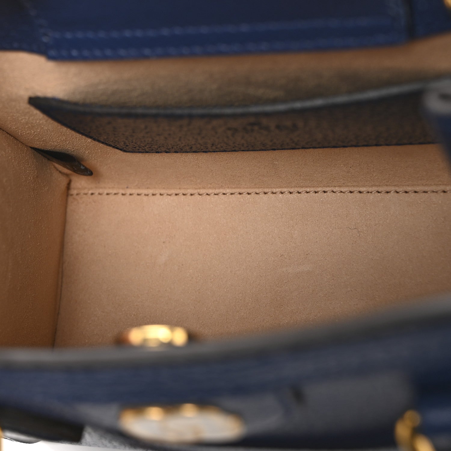 Gucci Textured Dollar Calfskin Web Mini Diana Tote Bag Royal Crop