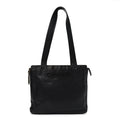 Chanel Caviar Embroidered Logo Shoulder Bag Black