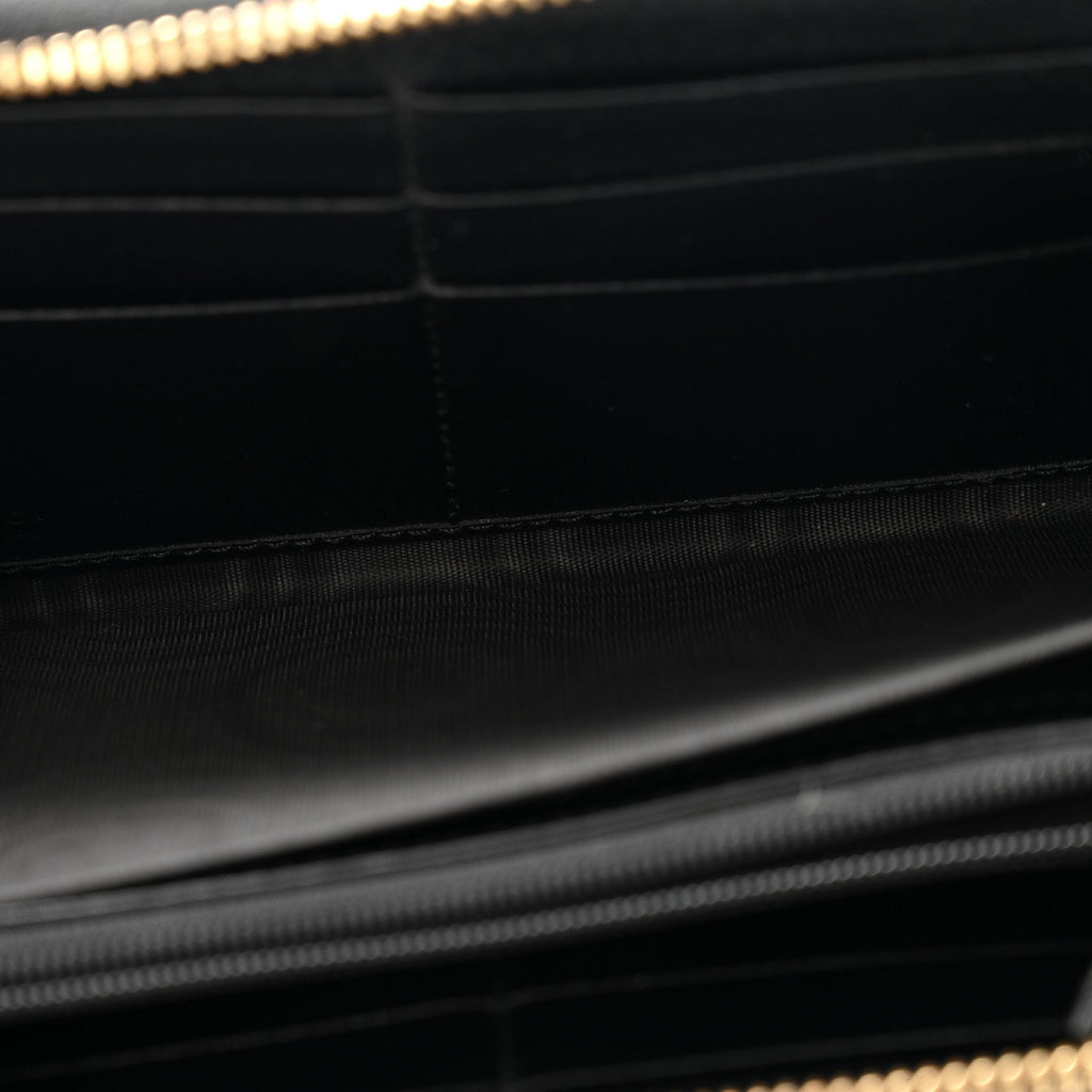 Gucci Dollar Calfskin GG Supreme Monogram GG Marmont Zip Around Wallet Black Beige Ebony