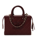 Chanel Calfskin Quilted Studded Square Vanity Case Burgundy