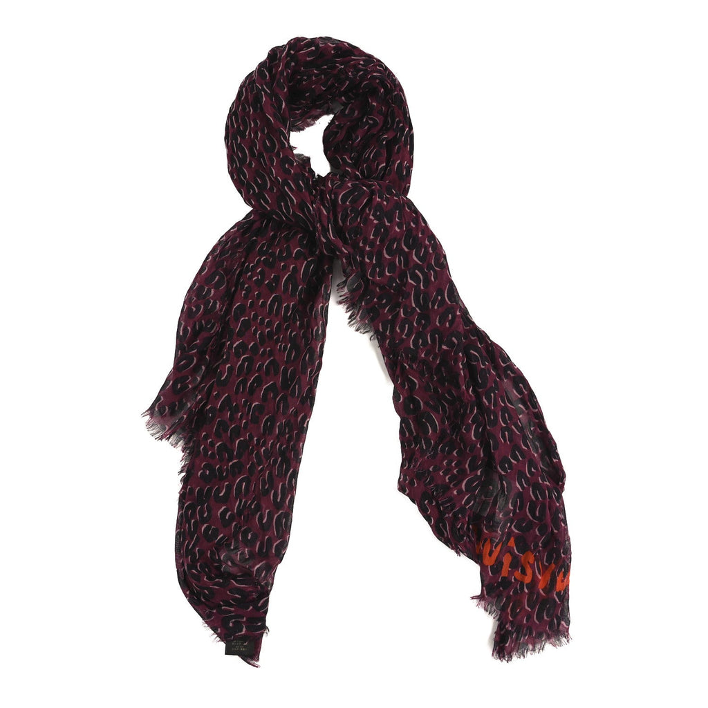 Louis Vuitton Cashmere Silk Leopard Etole Stole Dark Pink