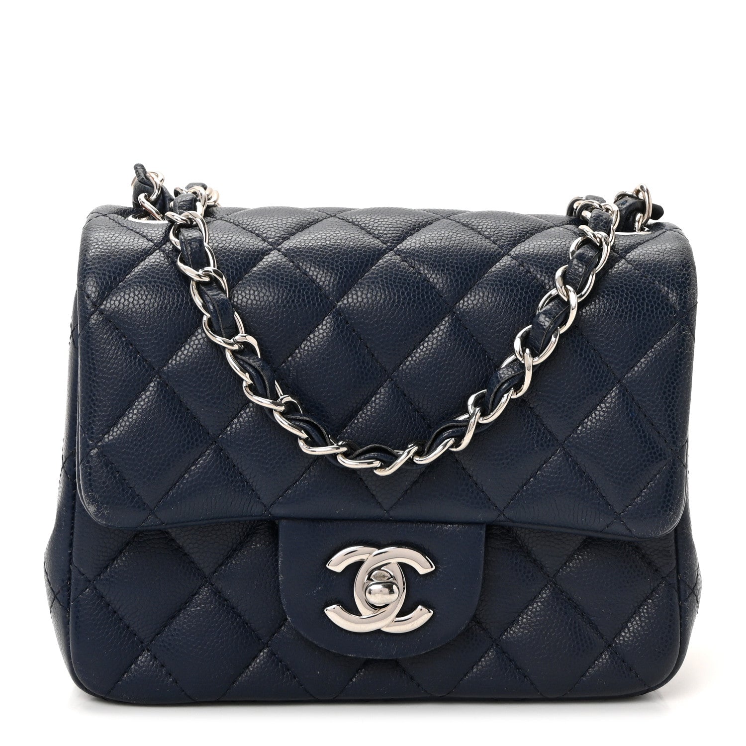 Chanel Caviar Quilted Mini Square Flap Navy
