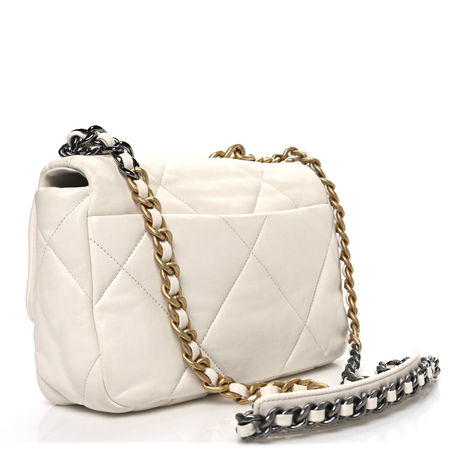 Chanel Goatskin Quilted Medium Chanel 19 Flap White