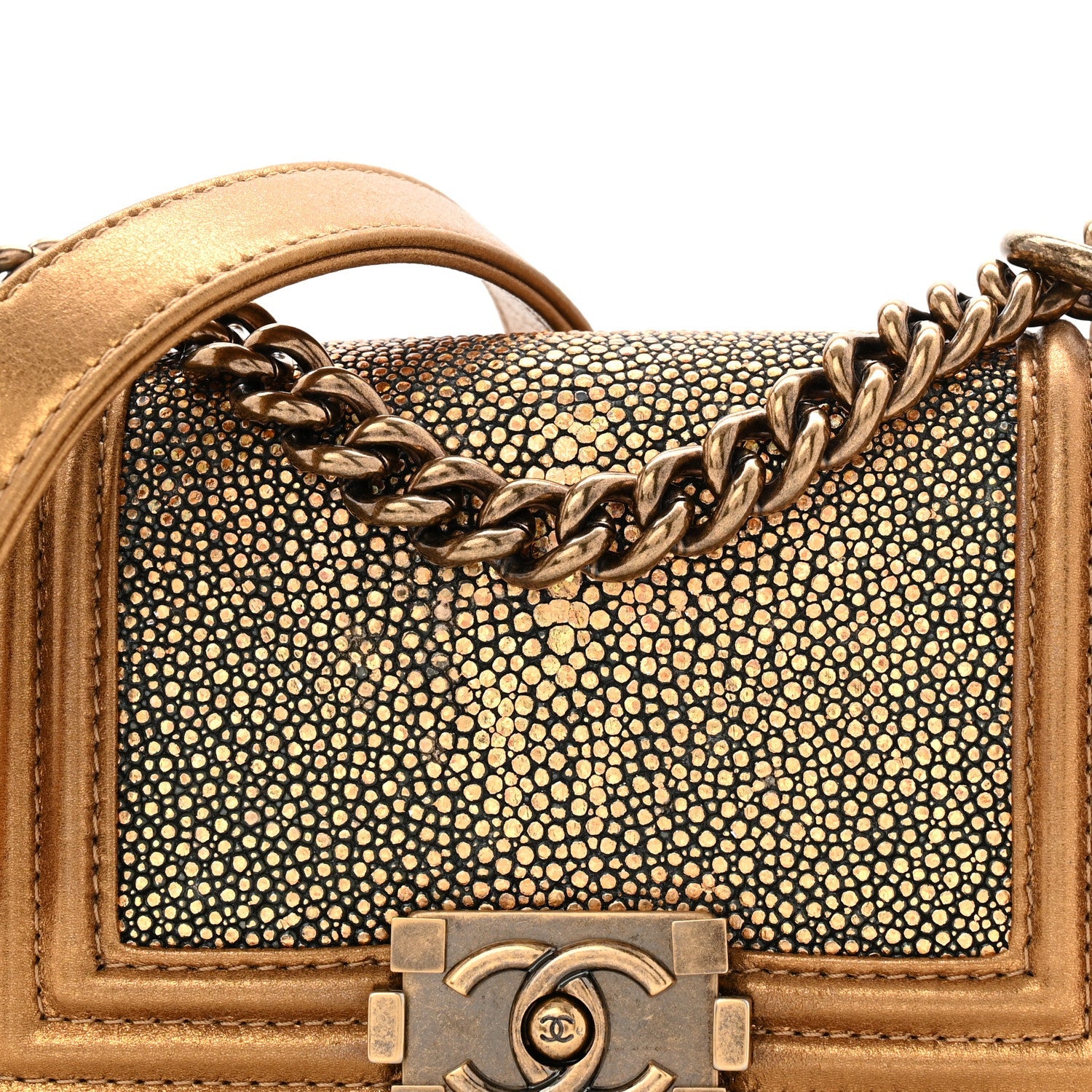 Chanel Galuchat Stingray Mini Boy Flap Gold