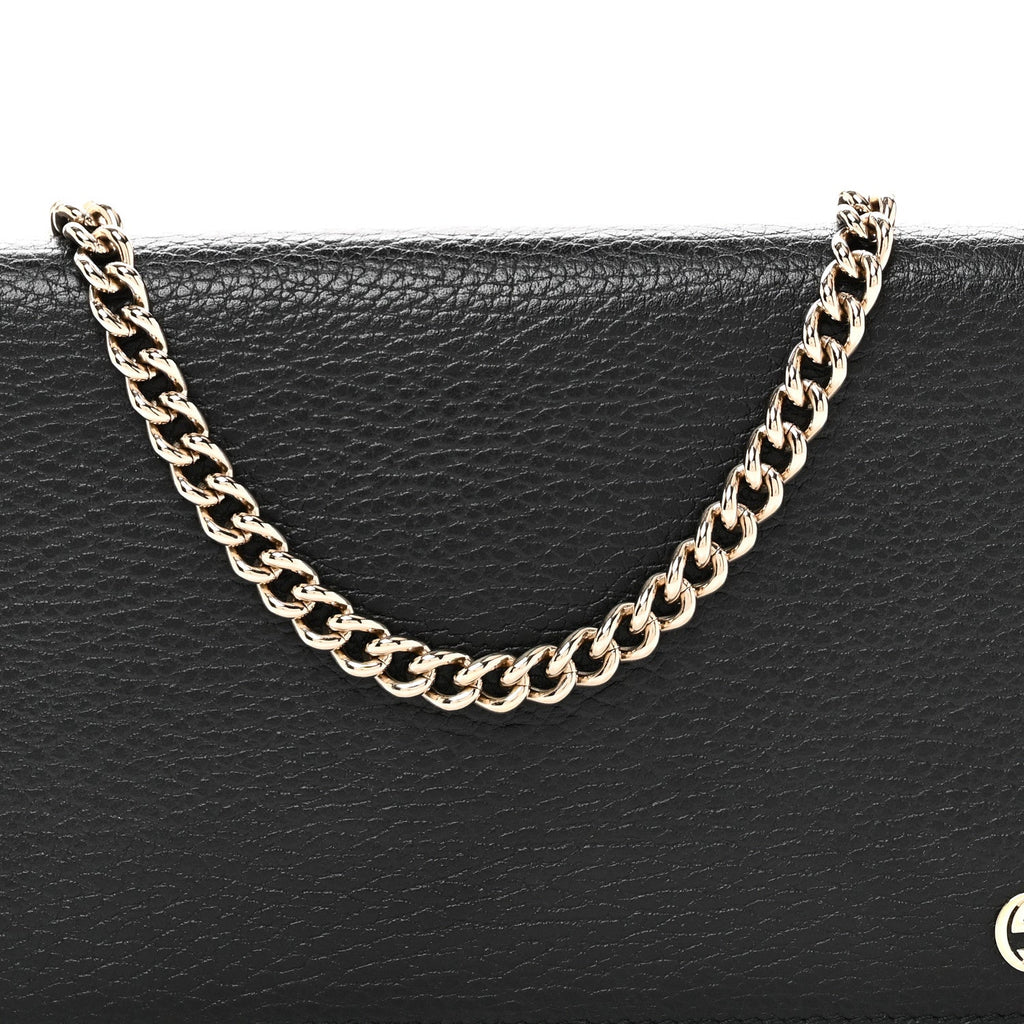 Gucci Dollar Calfskin Medium Betty Chain Wallet Black