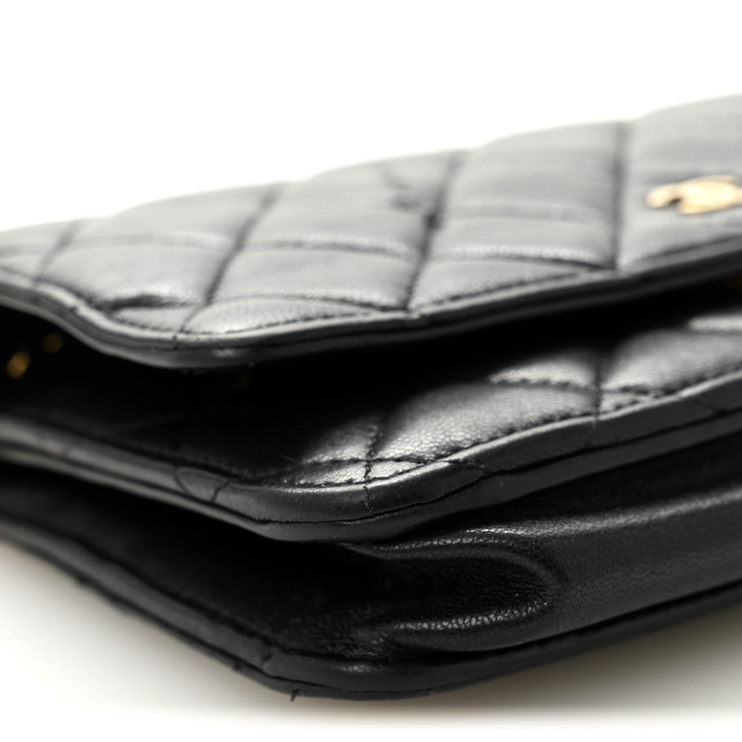 Chanel Lambskin Quilted Wallet On Chain WOC Black
