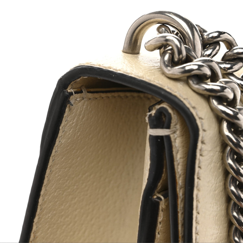 Gucci Textured Calfskin Crystal Mini Dionysus Shoulder Bag Mystic White