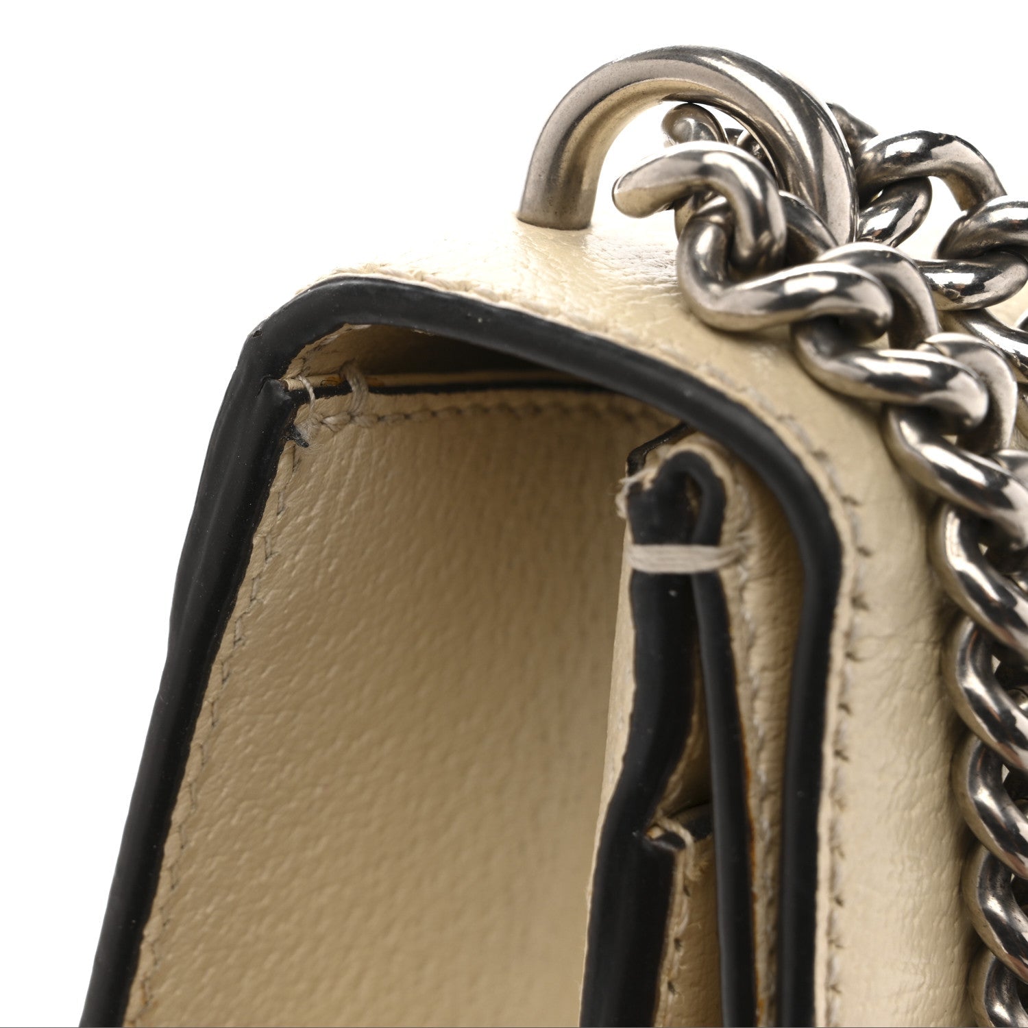 Gucci Textured Calfskin Crystal Mini Dionysus Shoulder Bag Mystic White