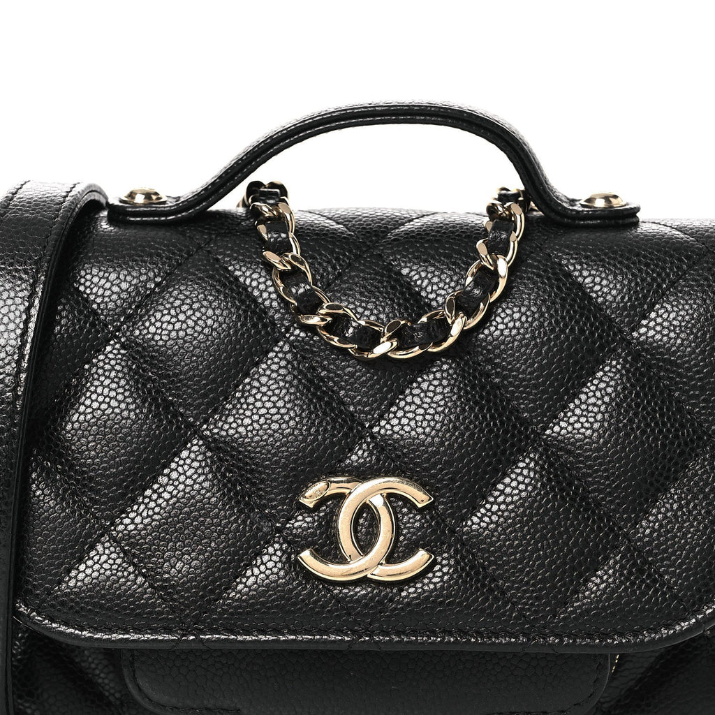 Chanel Caviar Quilted Business Affinity Clutch With Chain Black