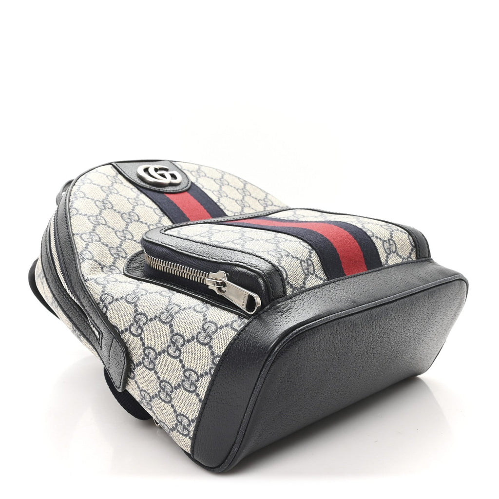 Gucci GG Supreme Monogram Textured Dollar Calfskin Web Small Ophidia Day Backpack Beige Blue Black