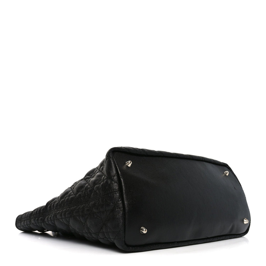 Christian Dior Coated Canvas Cannage Small Panarea Tote Black