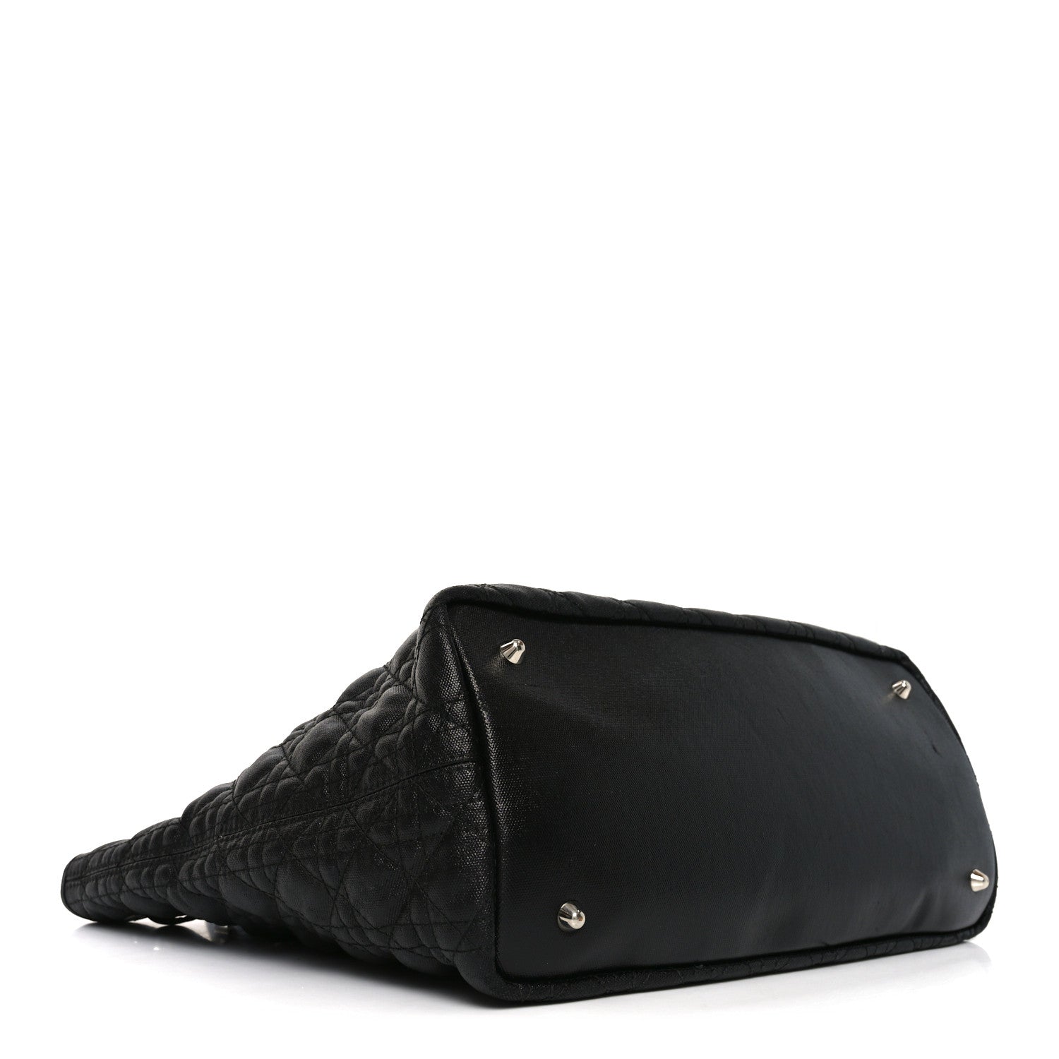 Christian Dior Coated Canvas Cannage Small Panarea Tote Black
