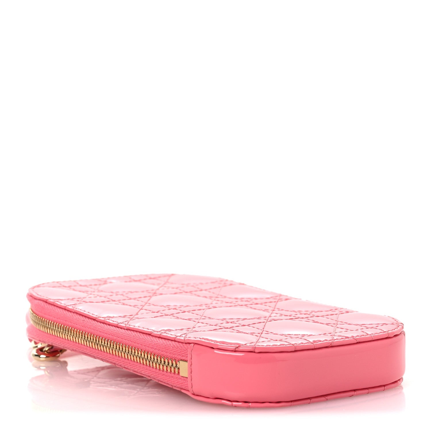 Christian Dior Patent Cannage Lady Dior Phone Holder Pink