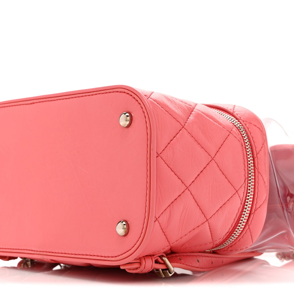 Chanel Crumpled Calfskin PVC Quilted Backpack Pink