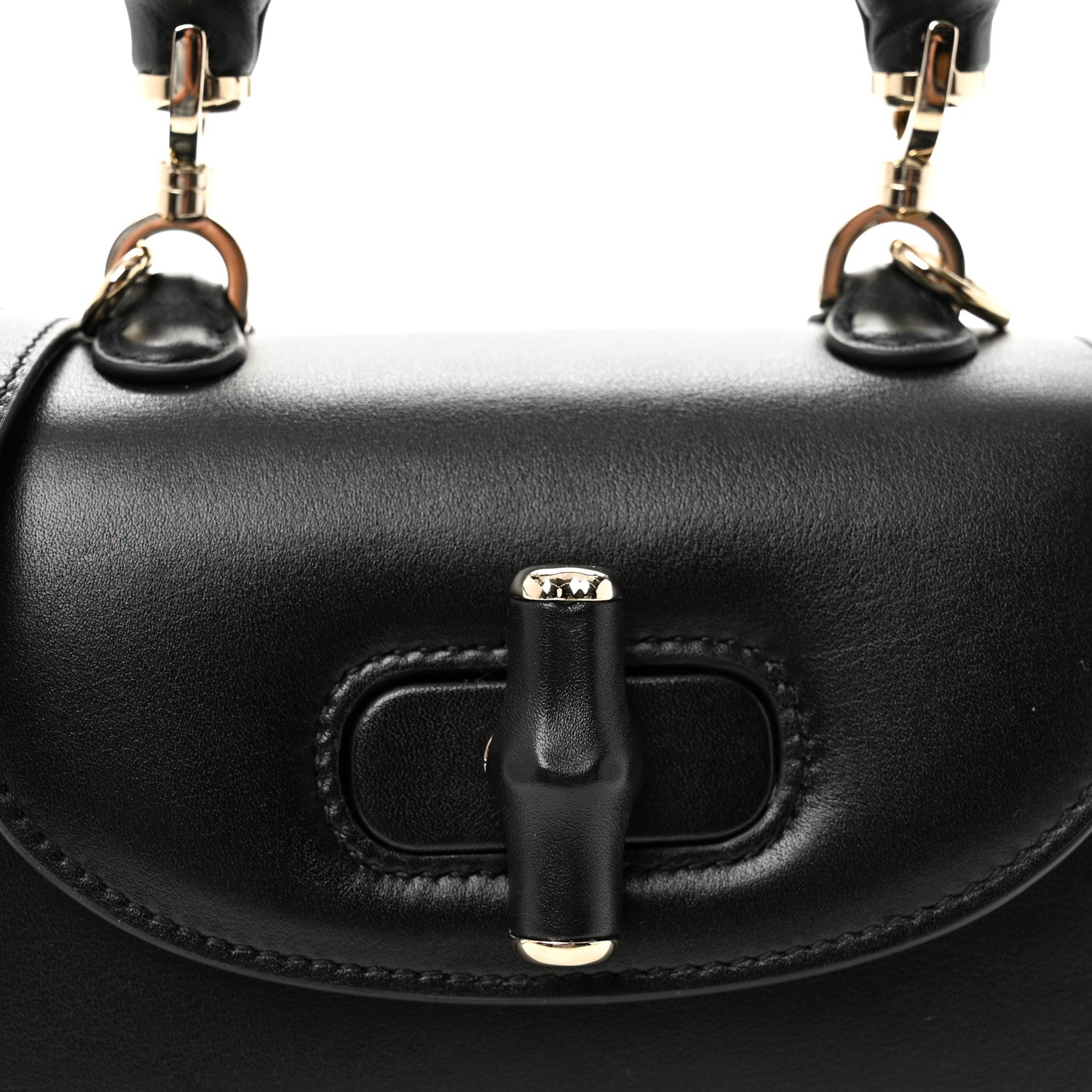 Gucci Boarded Dyana Lux Calfskin Mini Bamboo 1947 Top Handle Bag Black