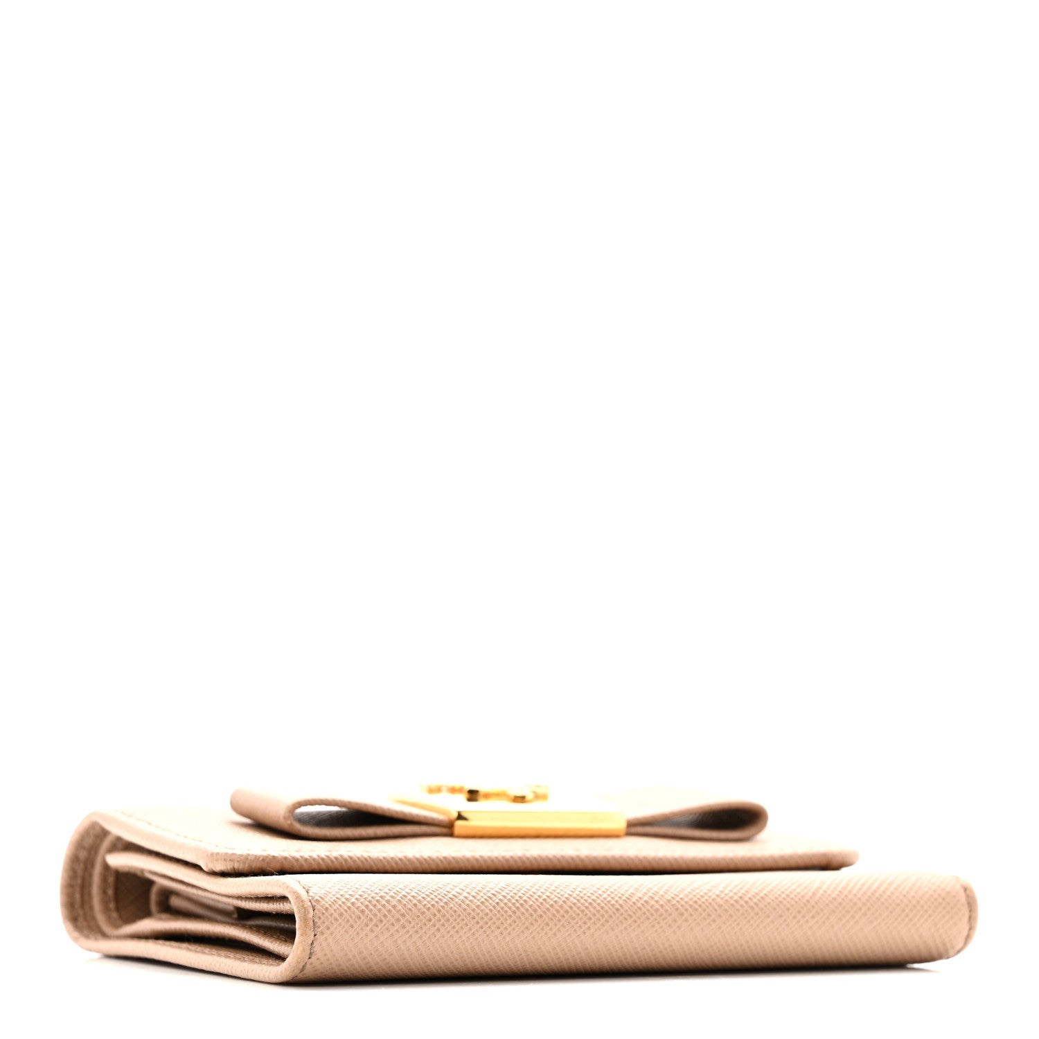 Prada Saffiano Tri-Fold Bow Wallet Cammeo