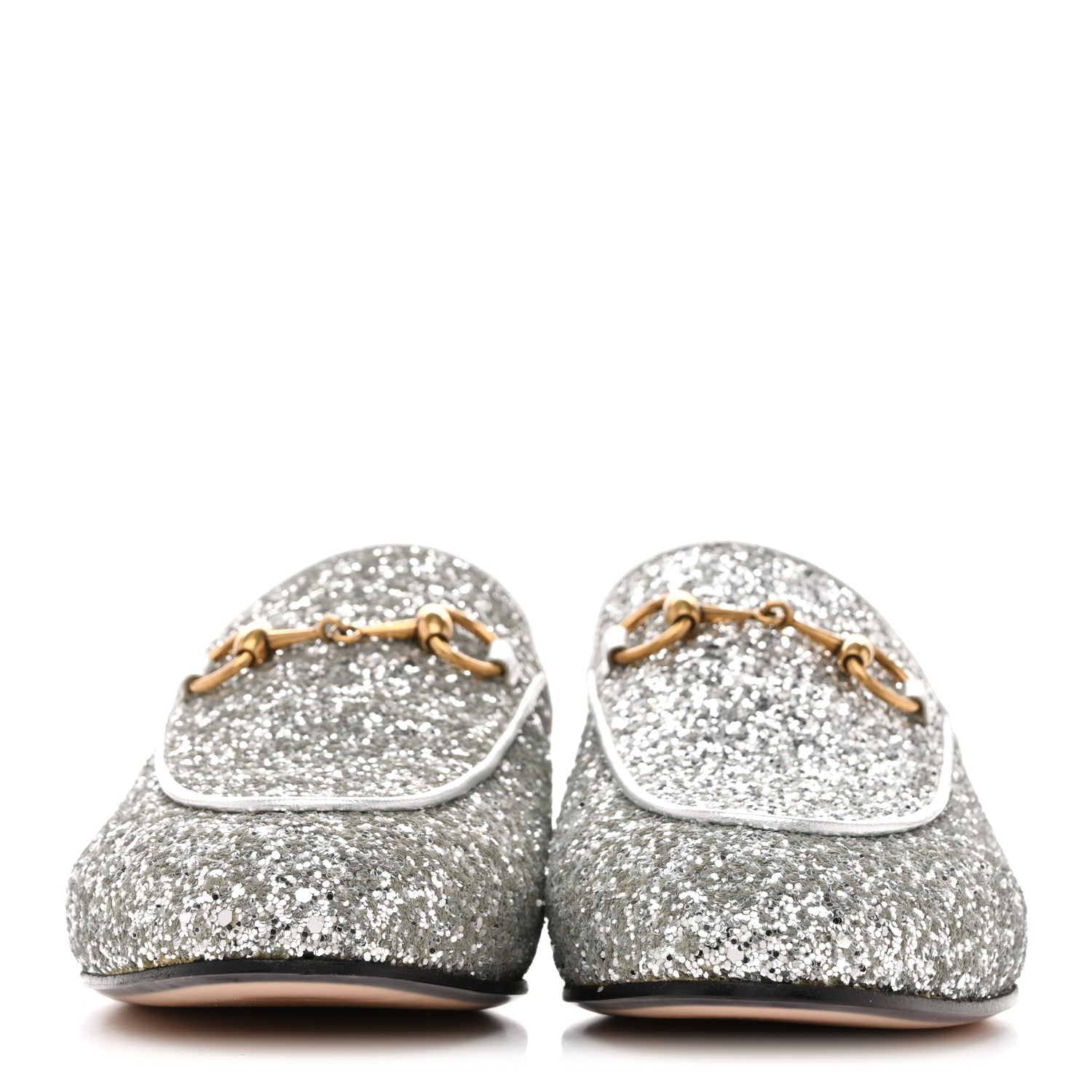 Gucci Glitter Womens Princetown Slippers 36 Silver