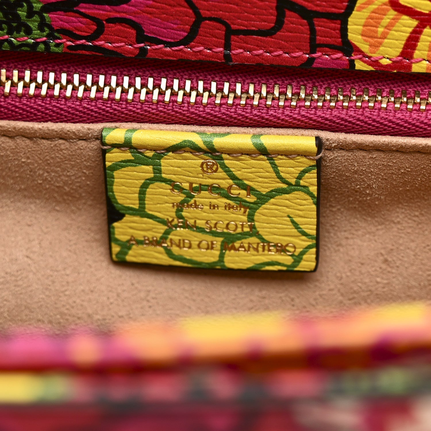 Gucci X KEN SCOTT New Shangai Calfskin Pomponica Print Horsebit 1955 Shoulder Bag Multicolor Fuxia Pompon