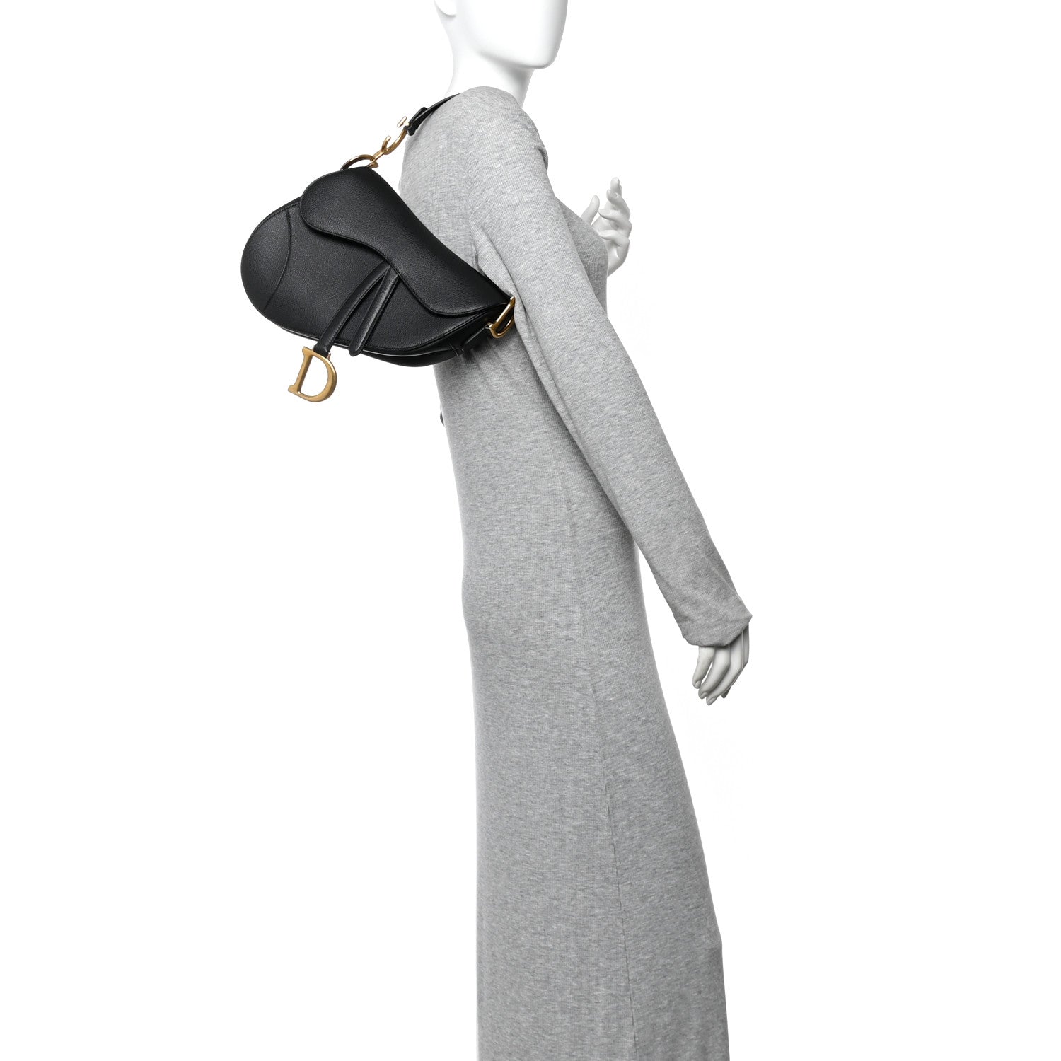 Christian Dior Grained Calfskin Saddle Bag Black