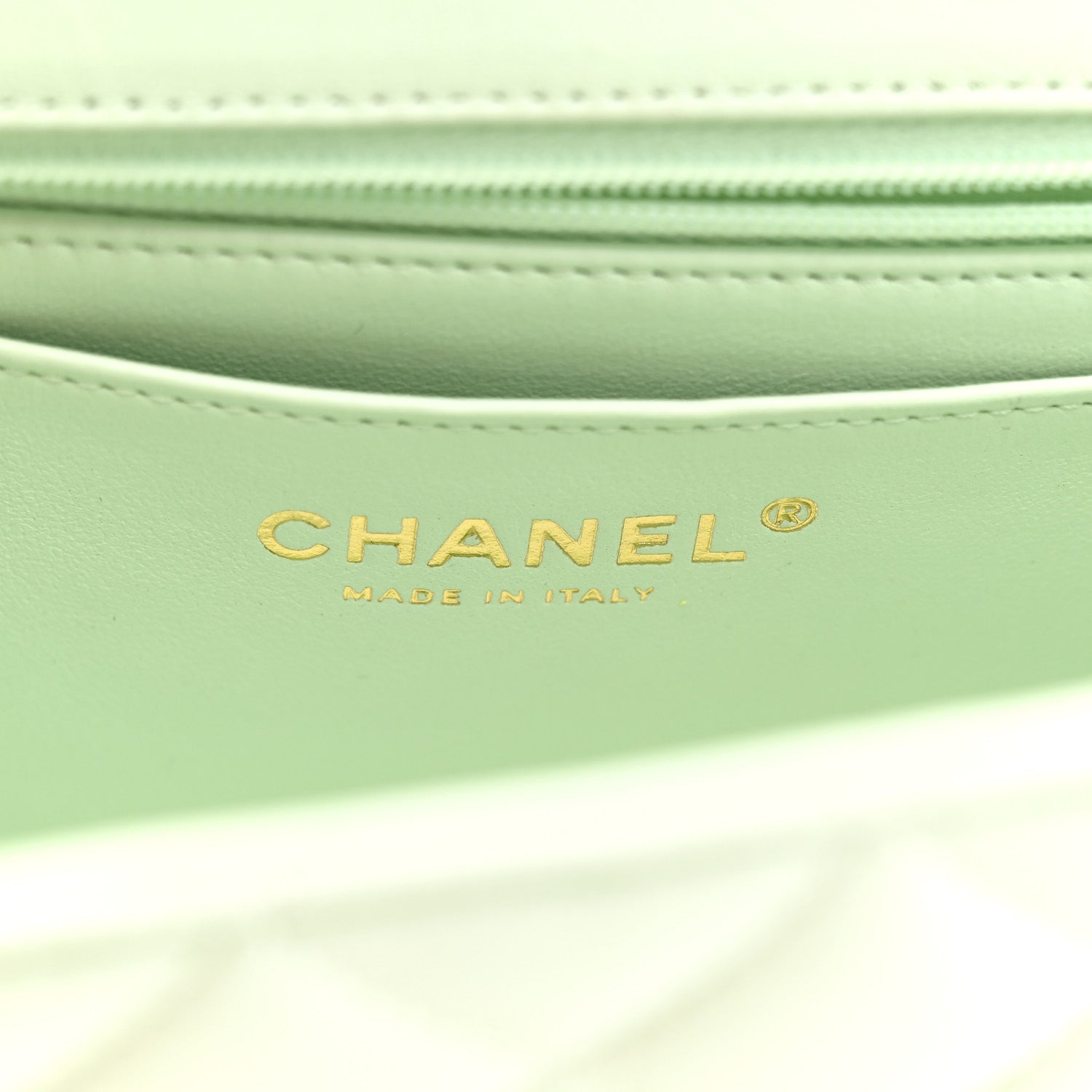 Chanel Lambskin Quilted Mini Rectangular Flap Light Green