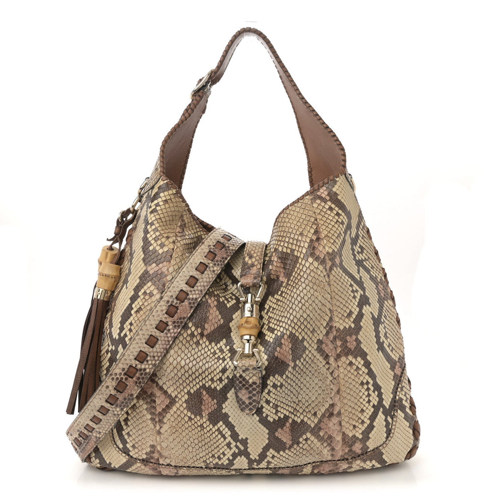 Gucci Snakeskin Large New Jackie Shoulder Bag Multicolor