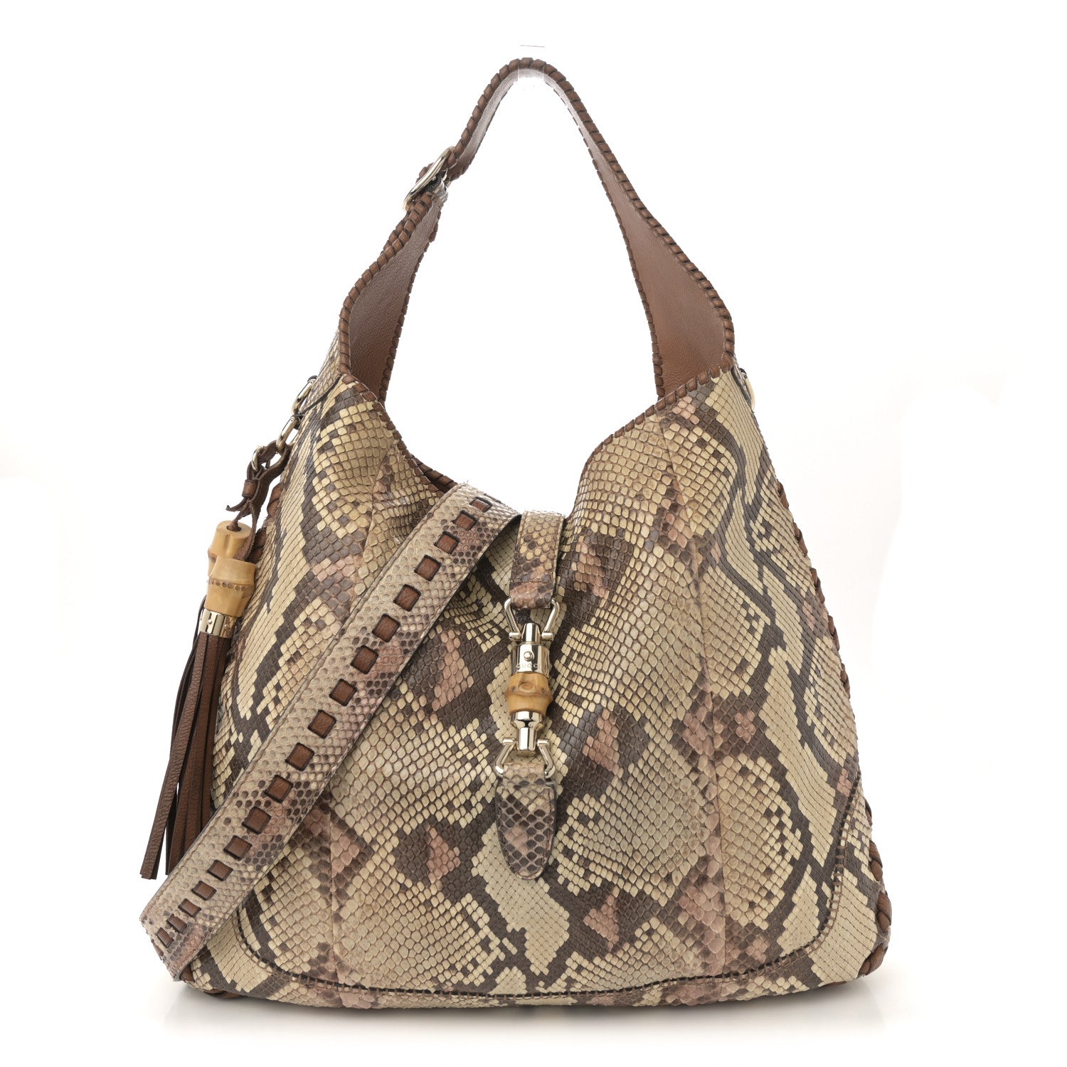 Gucci Snakeskin Large New Jackie Shoulder Bag Multicolor