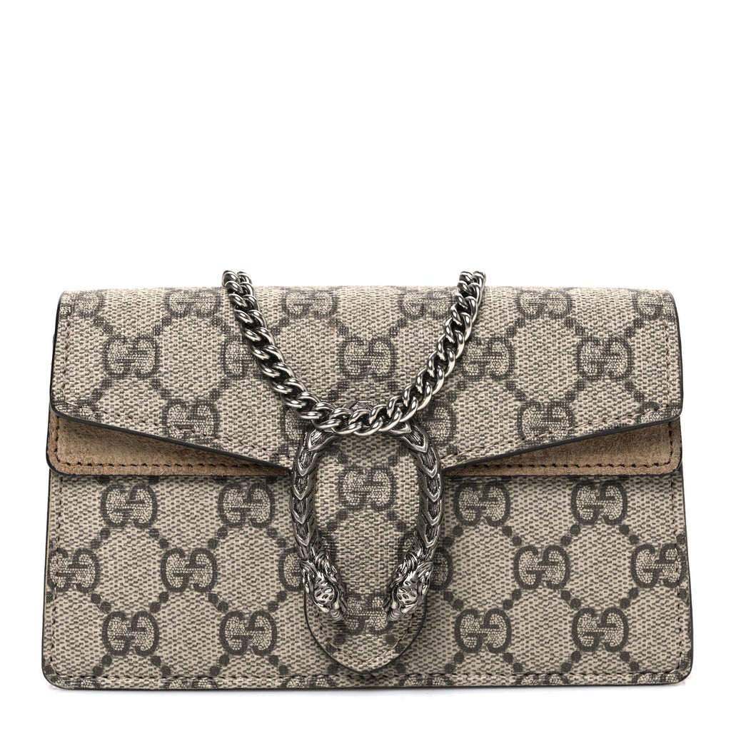Gucci GG Supreme Monogram Super Mini Dionysus Shoulder Bag Taupe