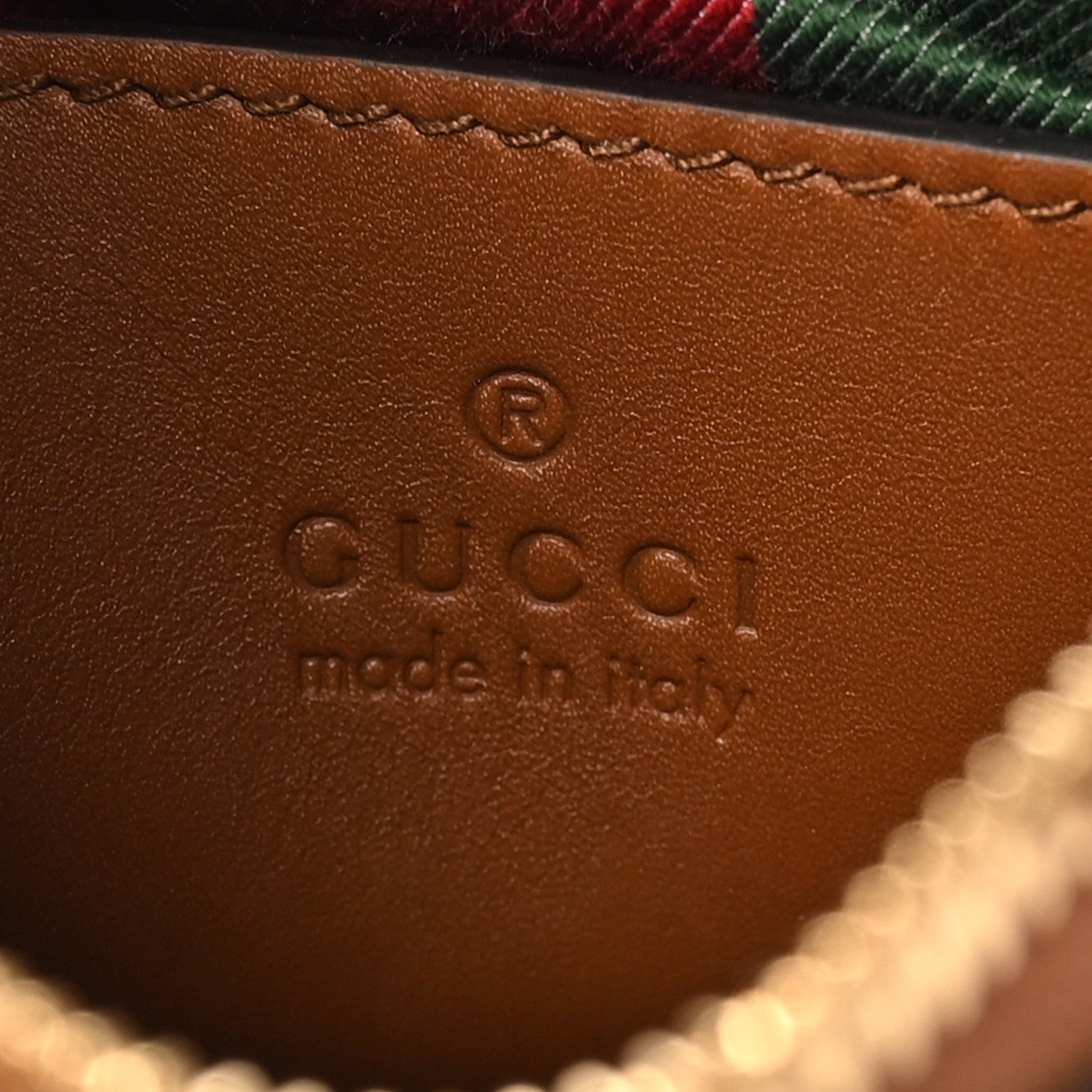 Gucci GG Supreme Monogram Textured Calfskin Small Emblem Shoulder Bag Beige Dark Brown