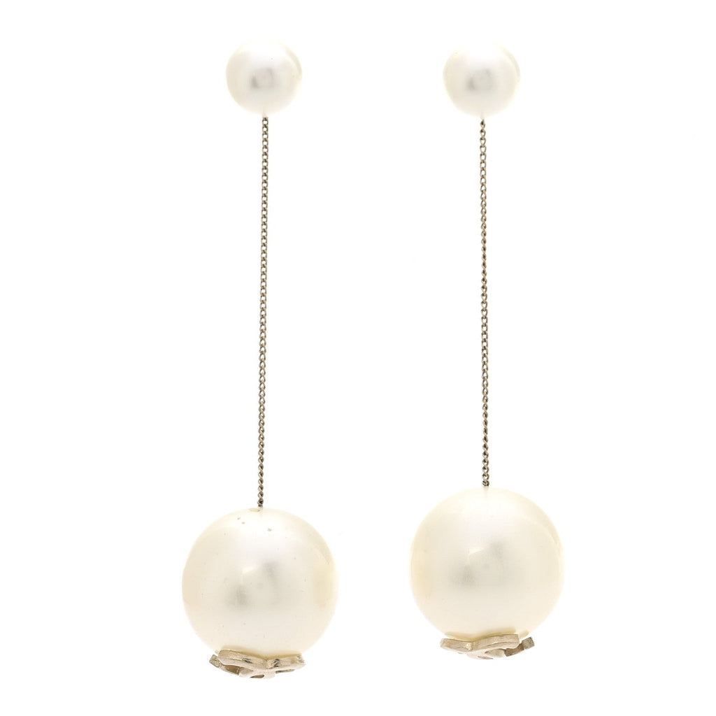 Pearl CC Drop Earrings Gold