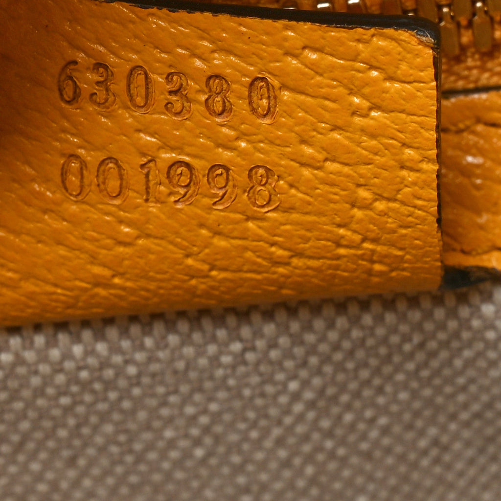 Gucci Fabric Embroidered Capri Striped Tote Bag Yellow