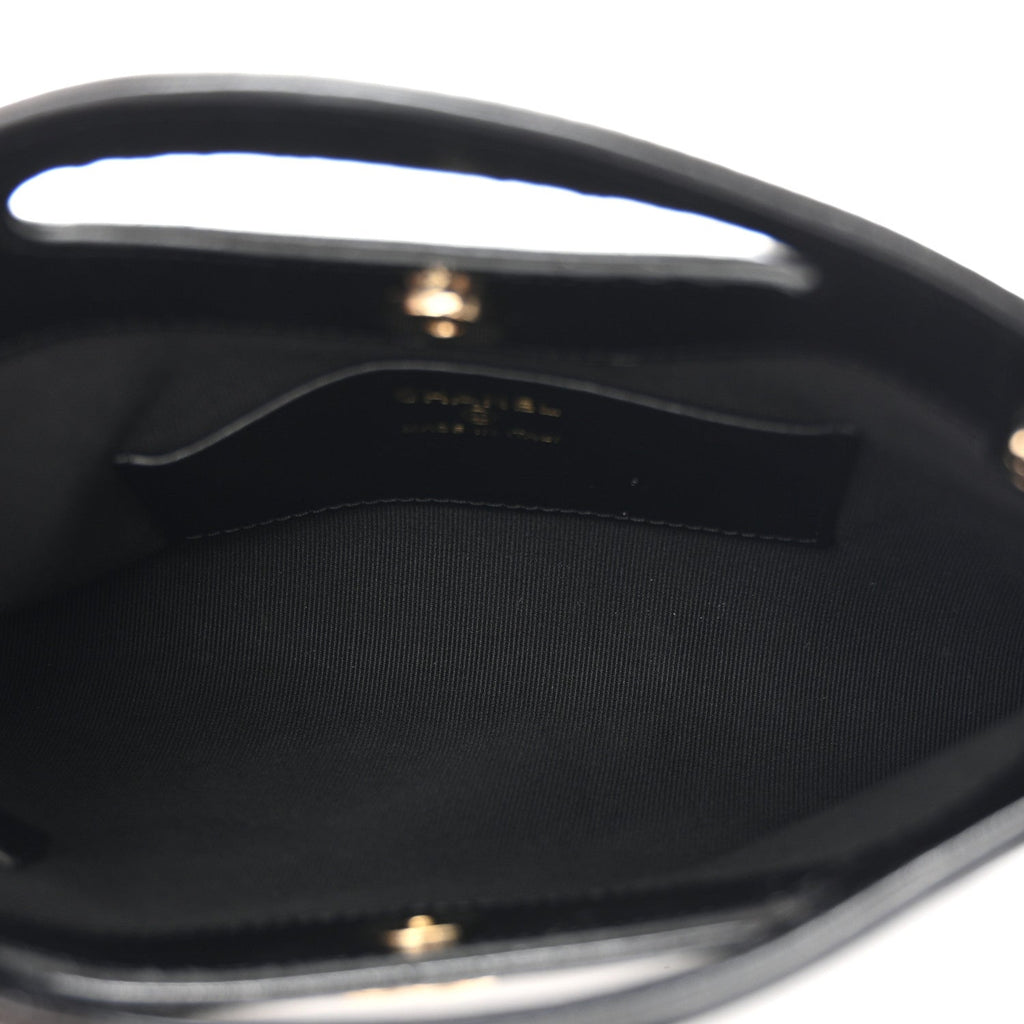 Chanel Shiny Crumpled Calfskin Quilted Nano 31 Shopping Bag Black