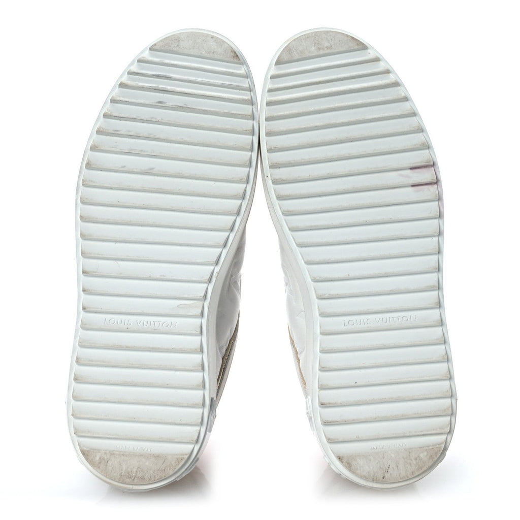 Louis Vuitton Monogram Embossed Calfskin Damier Azur Time Out Sneakers 36 Rose Clair Pink