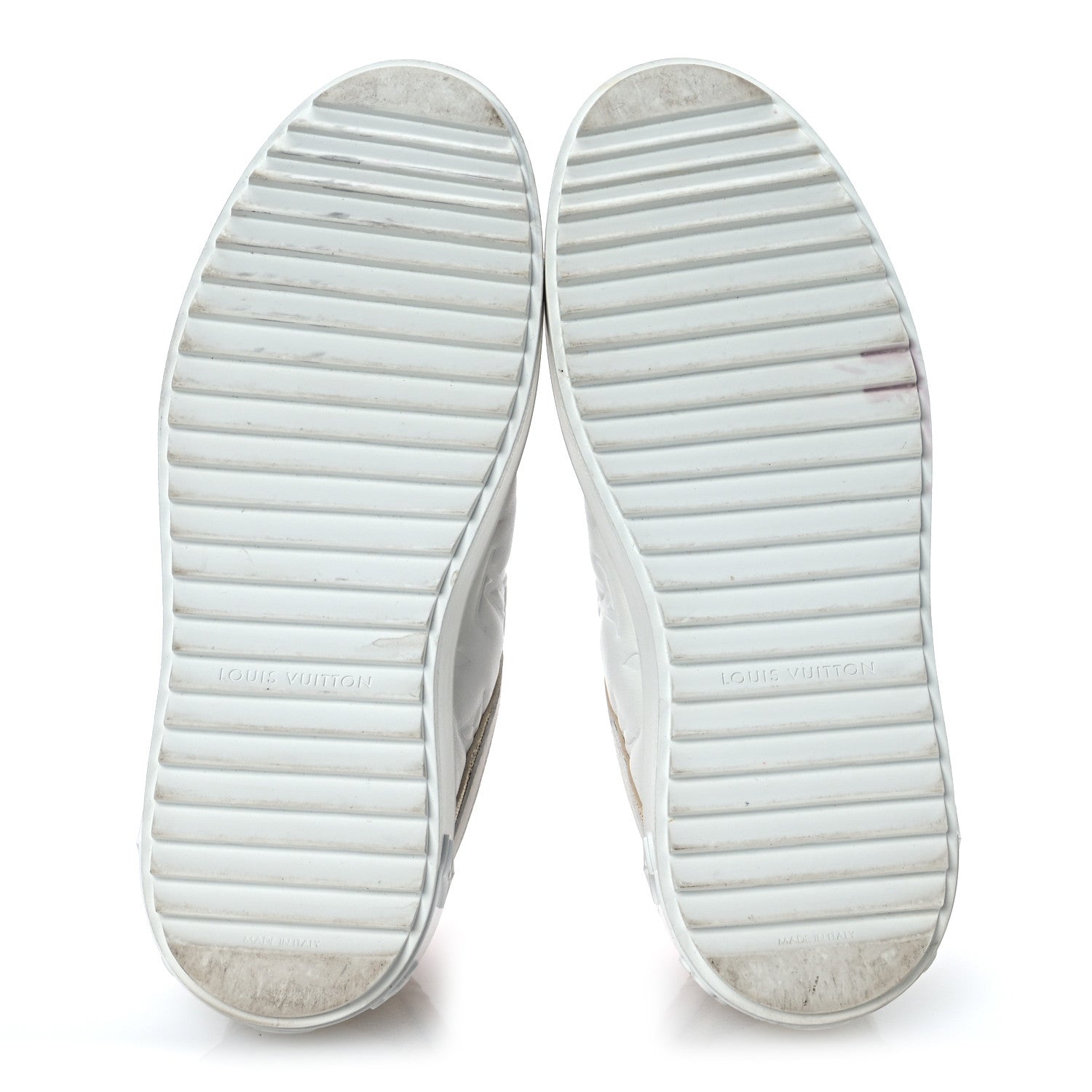 Louis Vuitton Monogram Embossed Calfskin Damier Azur Time Out Sneakers 36 Rose Clair Pink