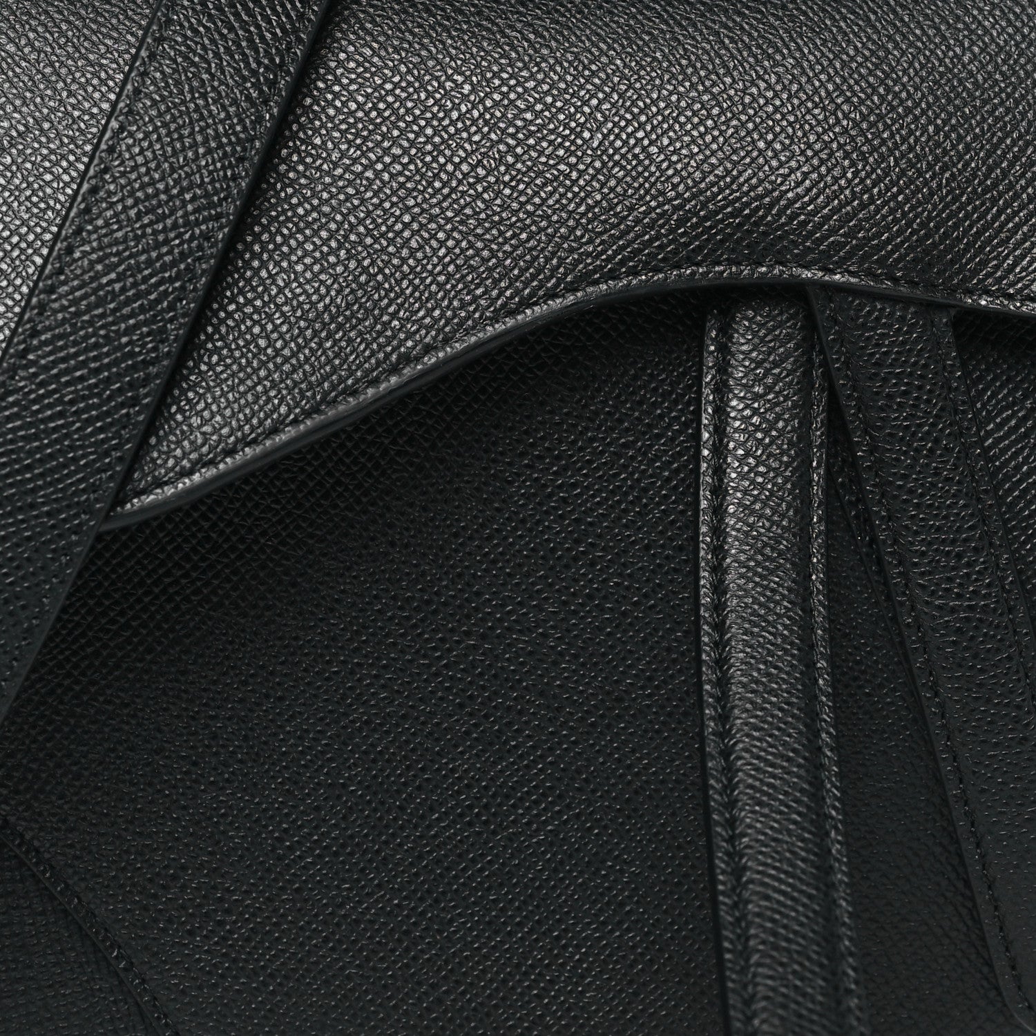 Christian Dior Grained Calfskin Saddle Bag With Strap Black