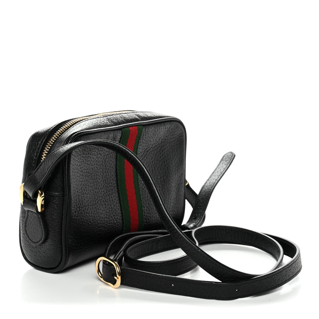 Gucci Calfskin Web Mini Ophidia Shoulder Bag Black