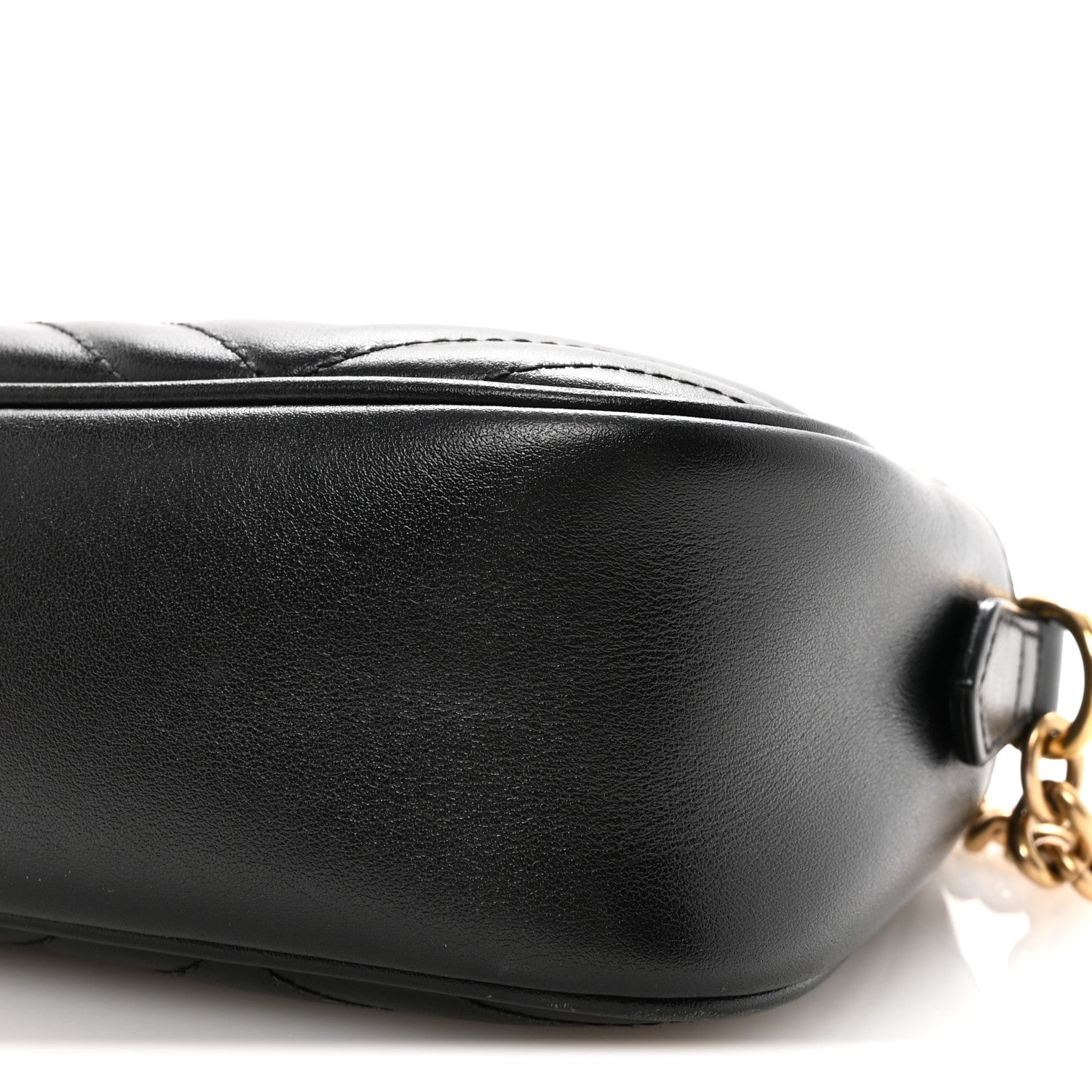 Gucci Calfskin Matelasse Small GG Marmont Chain Shoulder Bag Black