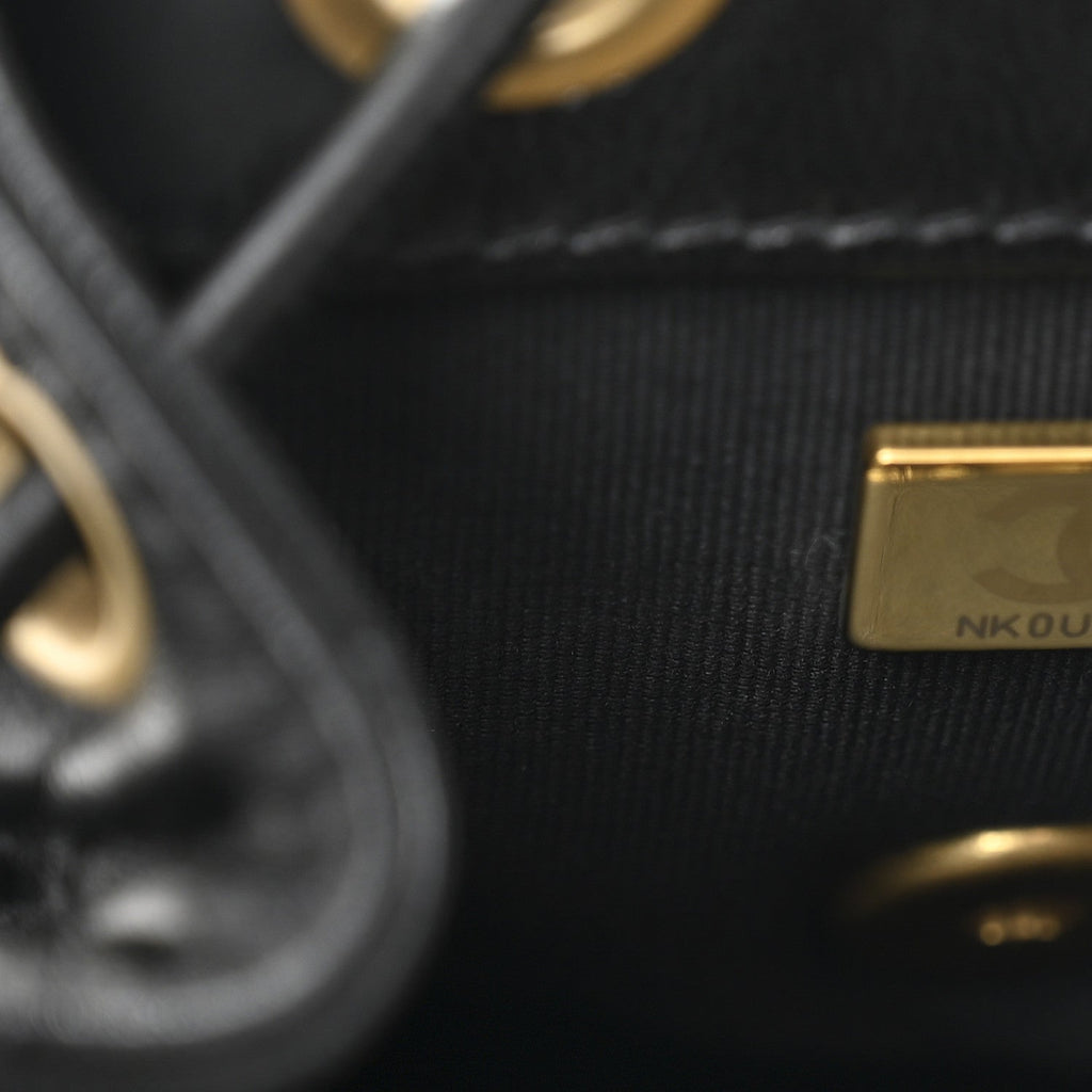 Chanel Lambskin Quilted Logo Mini Backpack Black