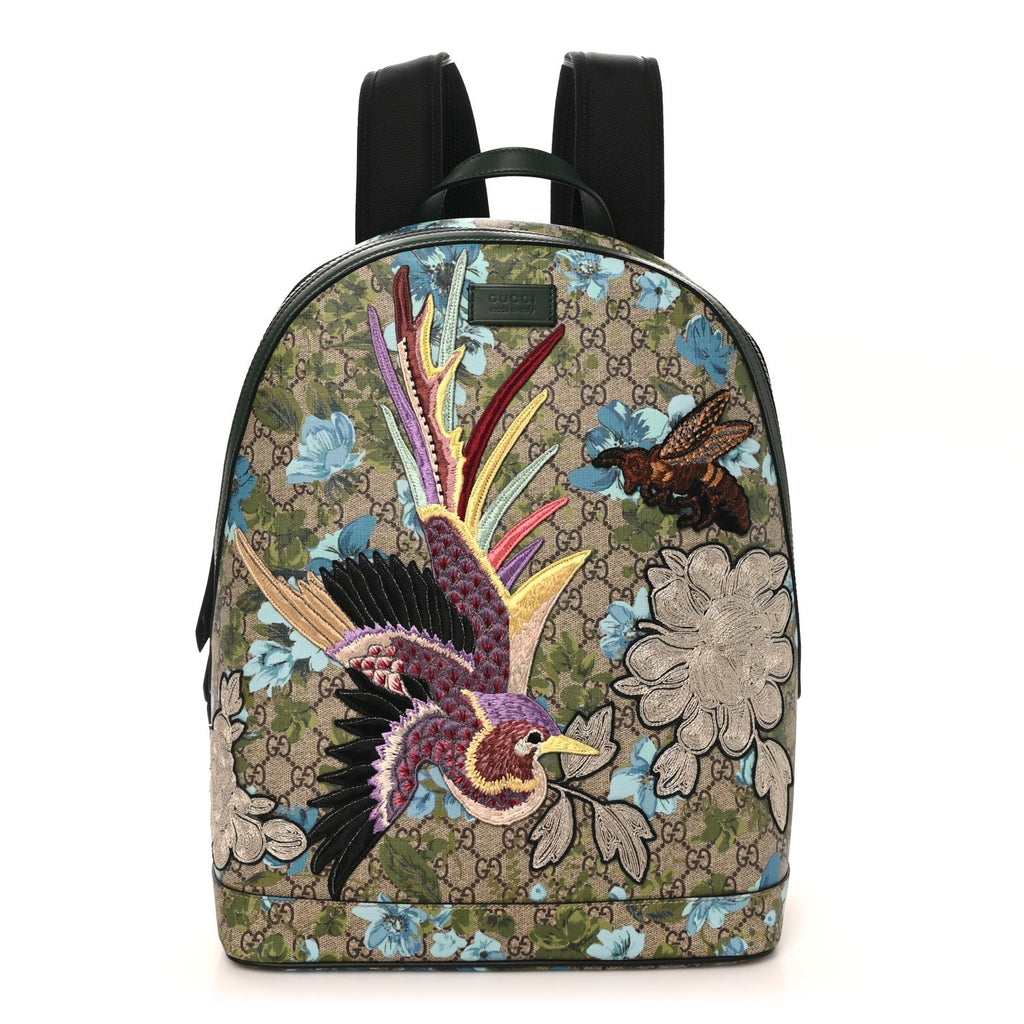 Gucci GG Supreme Monogram Blooms Bird Embroidered Dome Backpack