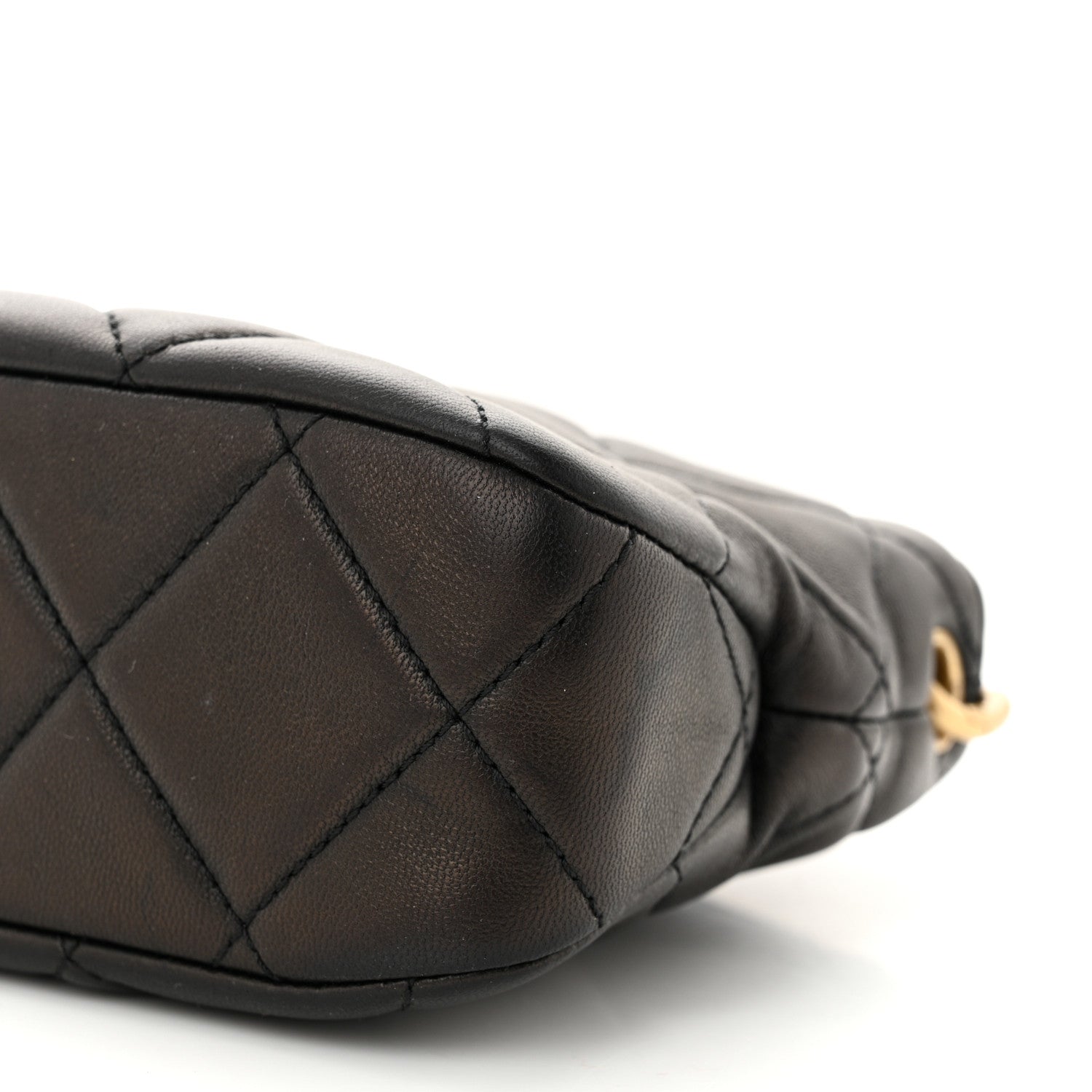 Chanel Lambskin Quilted Small CC Chain Hobo Black