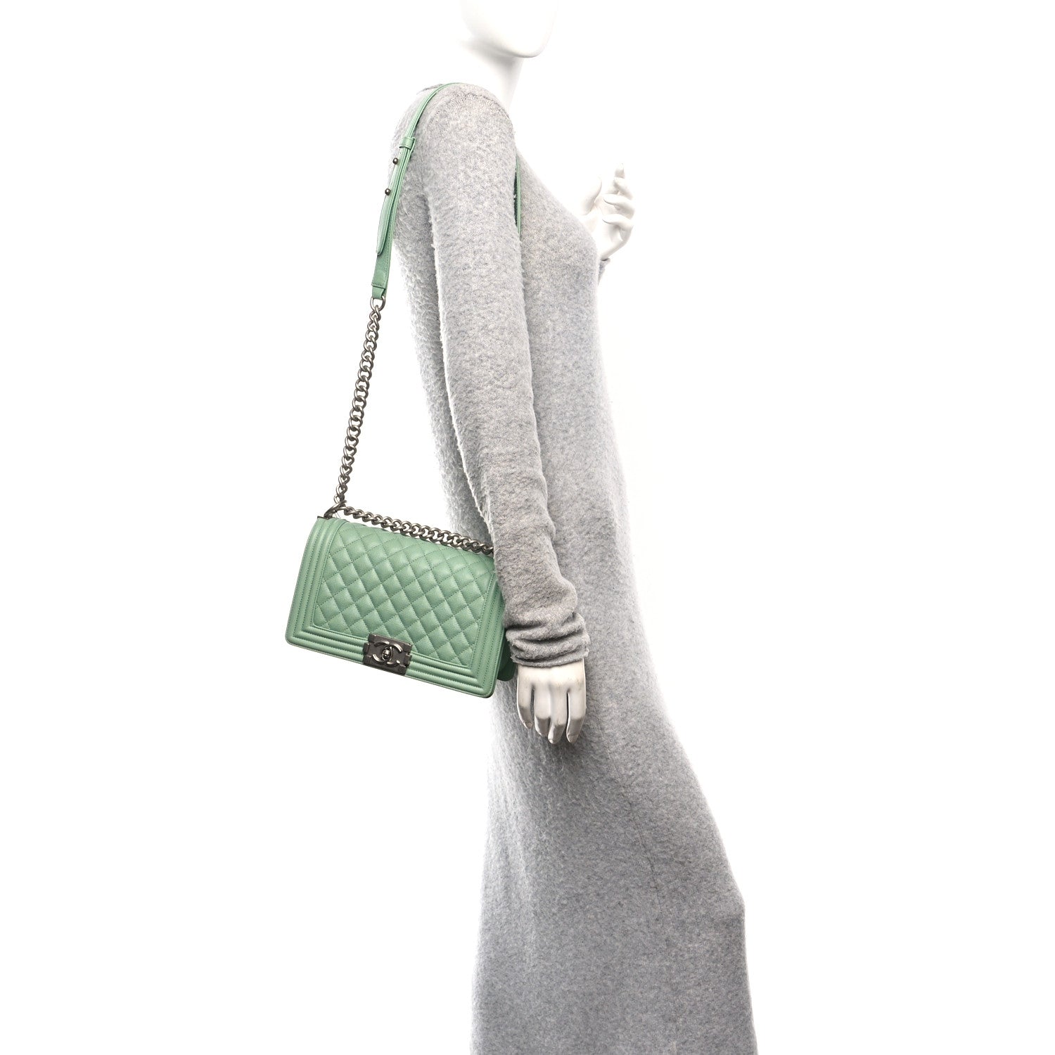 Chanel Caviar Quilted Medium Boy Flap Green