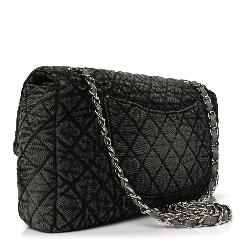 Chanel Denim Quilted Denimpression Flap Grey Black