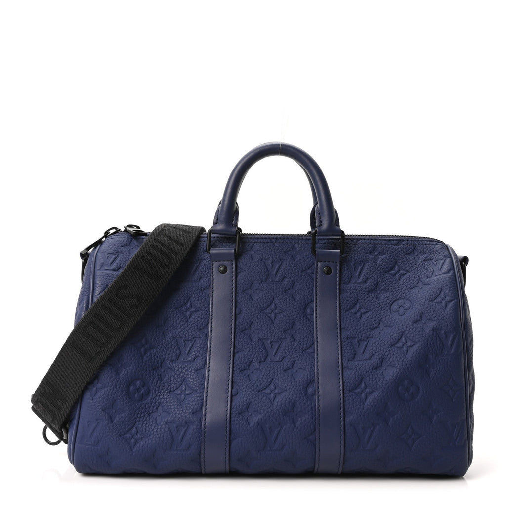Louis Vuitton Monogram Taurillon Keepall Bandouliere 35 Blue