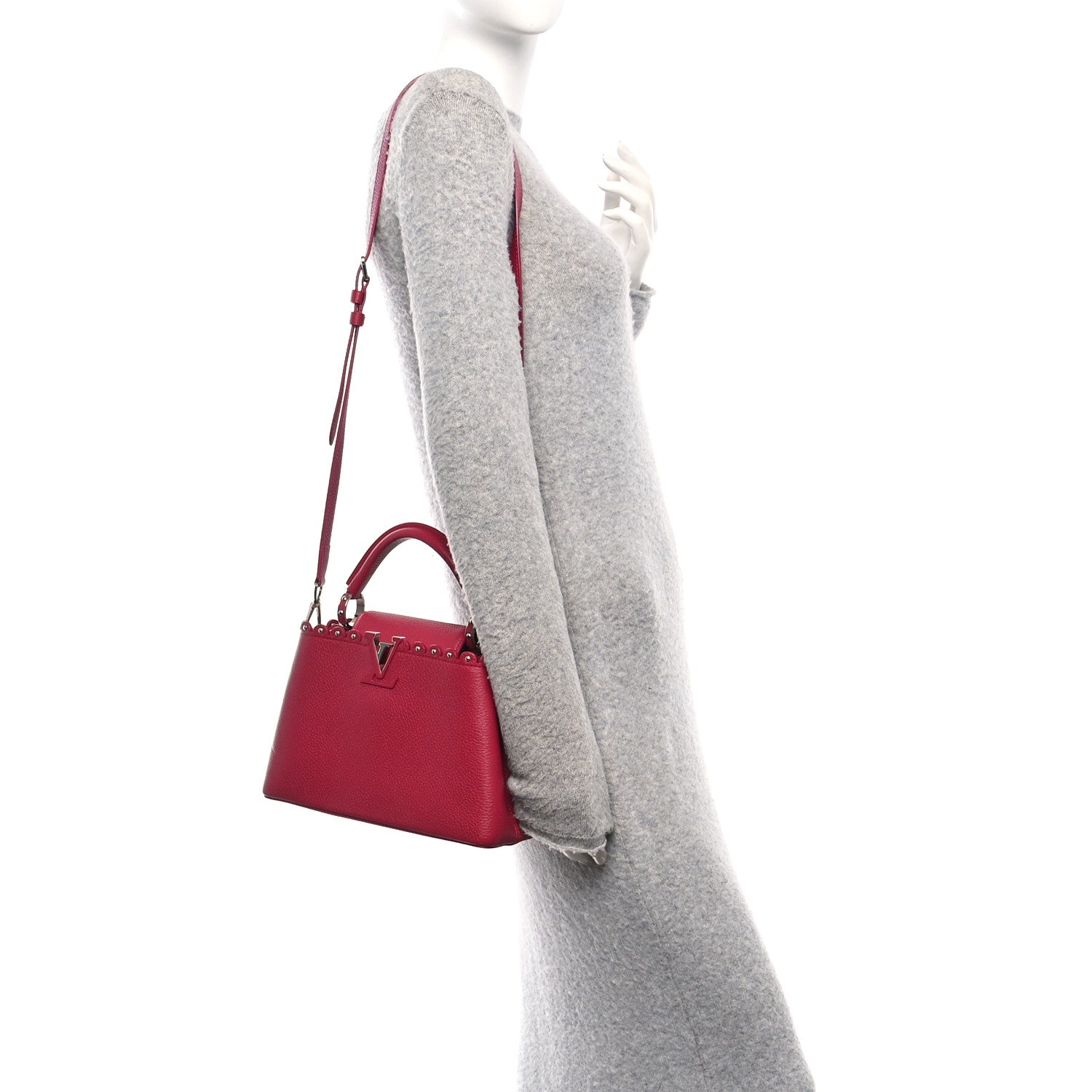 Louis Vuitton Taurillon Lace Croquets Capucines BB Groseille