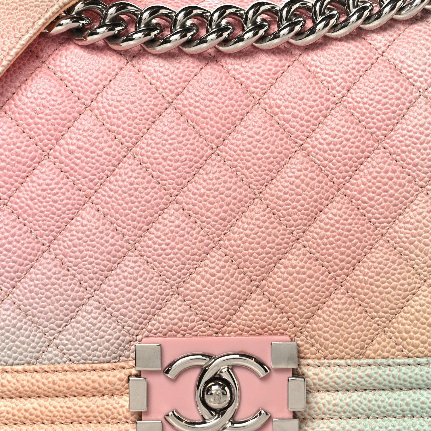 Chanel Caviar Quilted Medium Cuba Rainbow Boy Flap Pink Multicolor