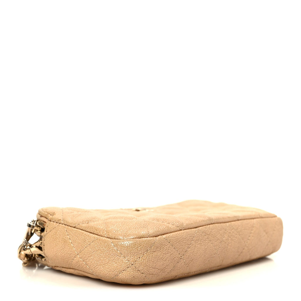 Chanel Metallic Caviar Quilted Small Clutch With Chain Gold