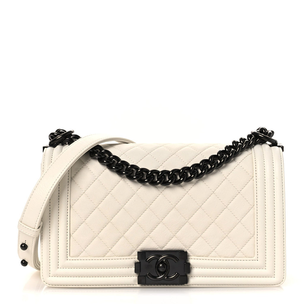 Chanel Calfskin Quilted Medium Boy Flap White