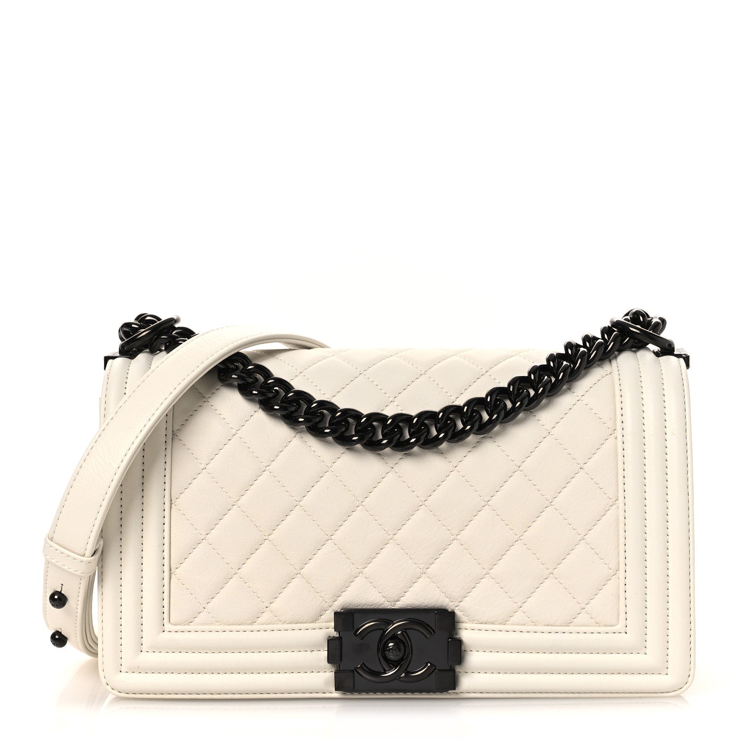 Chanel Calfskin Quilted Medium Boy Flap White