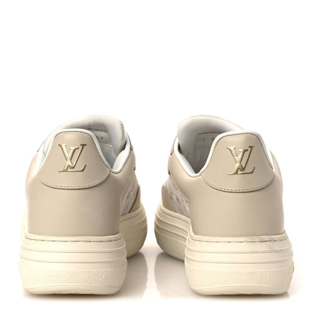 Louis Vuitton Canvas Calfskin Monogram LV Groovy Platform Sneakers 39 Beige