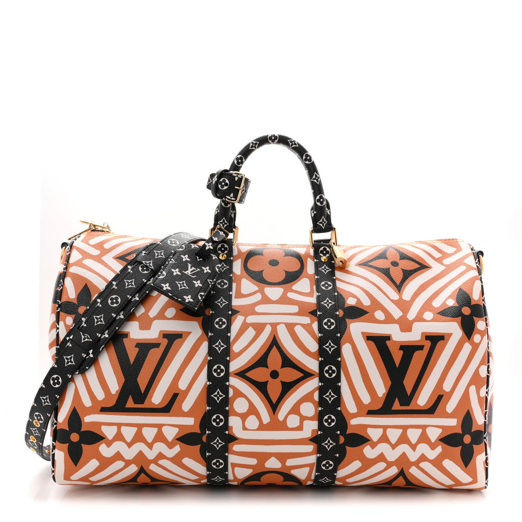 Louis Vuitton Monogram Giant Crafty Keepall Bandouliere 45 Creme Caramel Black