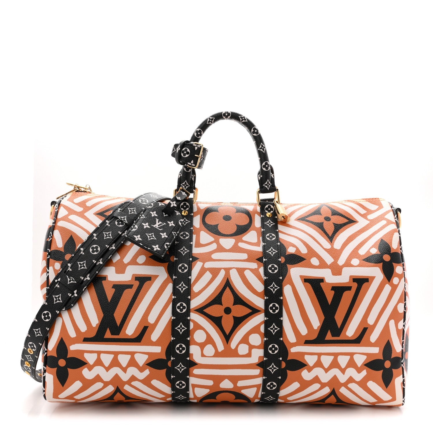 Louis Vuitton Monogram Giant Crafty Keepall Bandouliere 45 Creme Caramel Black